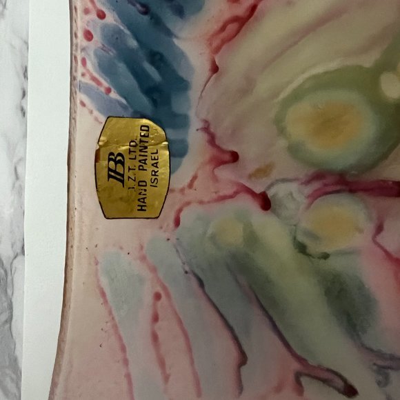 Hand Painted Drip Art Glass Jewelry Tray What Not Dish Made in Israel Vtg - Picture 4 of 7